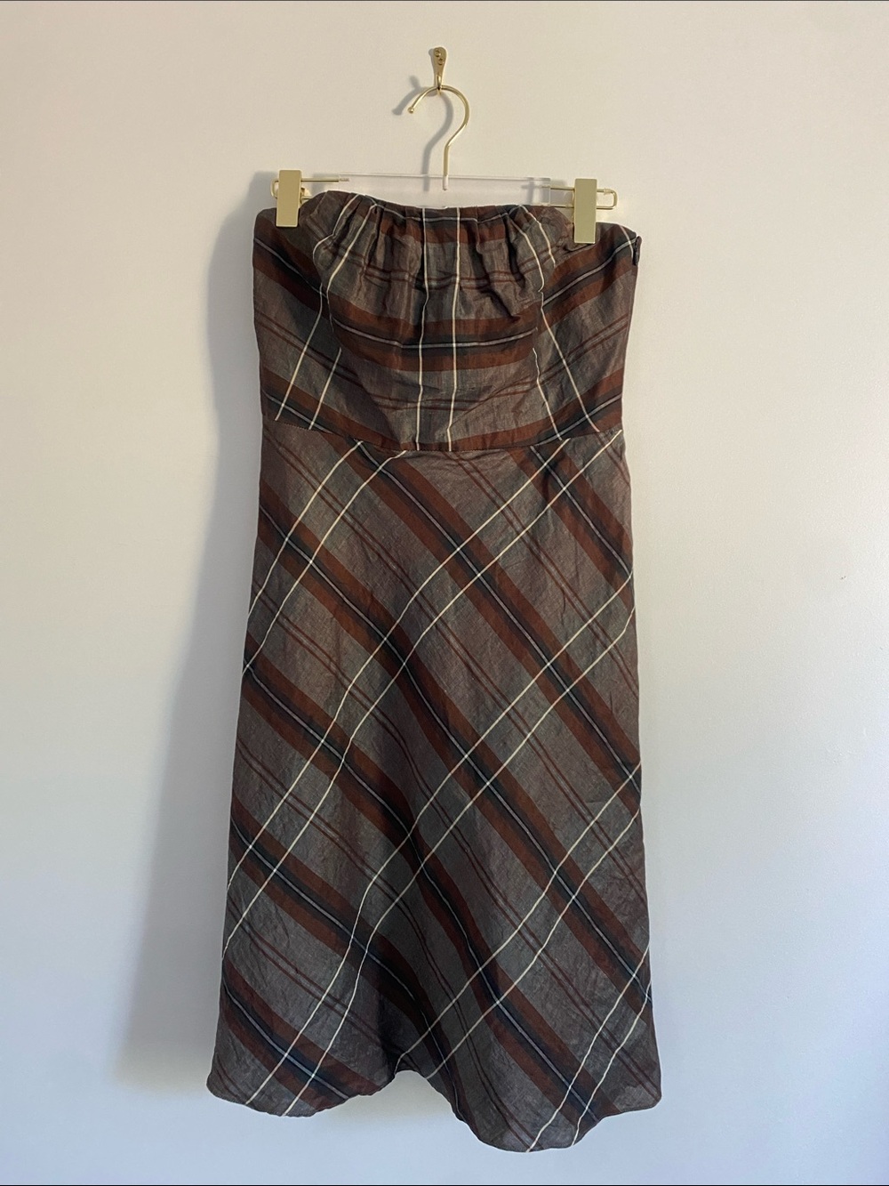 ‘06 Banana Republic Strapless Argyle Dress